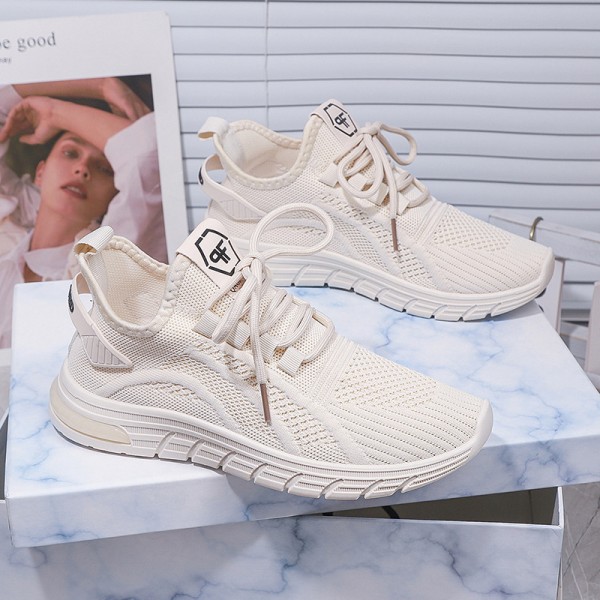 Women Fashion Casual Fly-Mesh Lace-Up Round Toe Sneakers